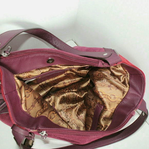 Tignanello Plum Suede Expandable Shoulder Bag - Picture 6 of 7
